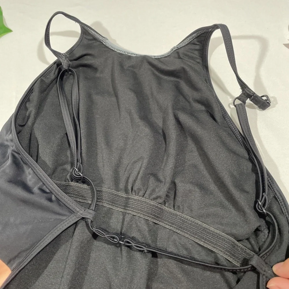 NEW Zella [ Large ] Halter‎ One Piece Swimsuit in Grey Pink Black